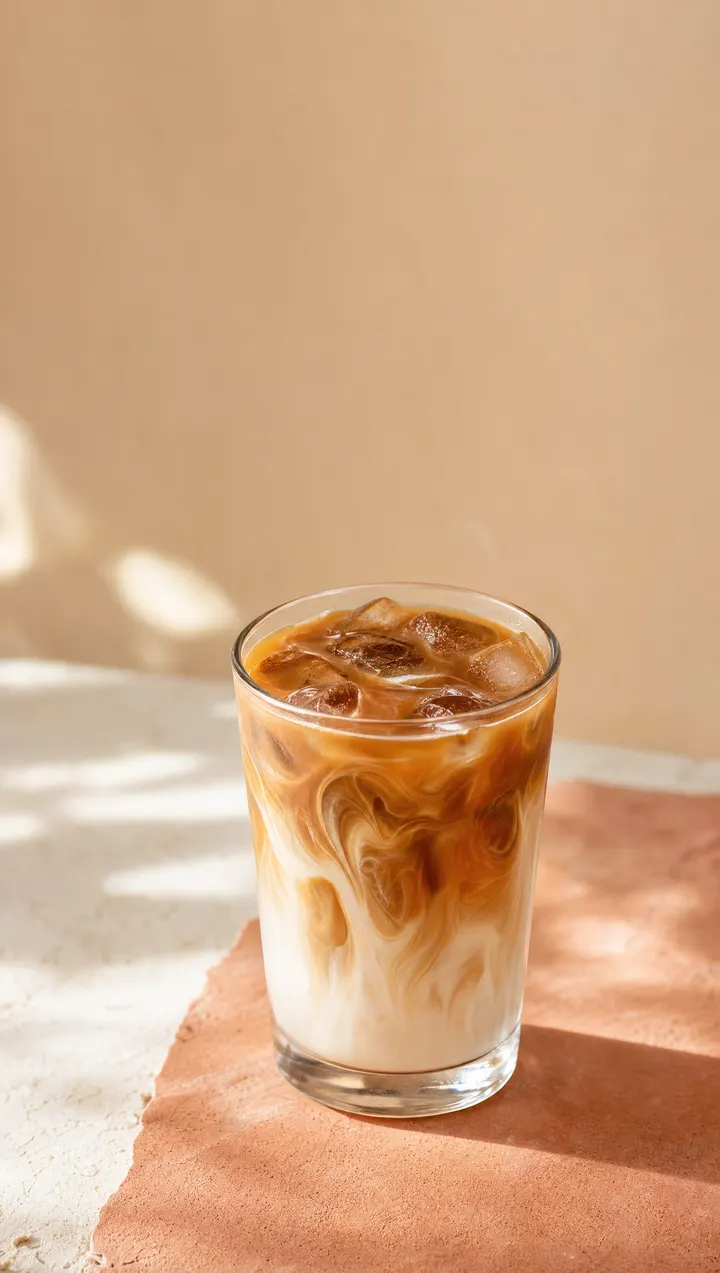 Spring coffee campaign visual featuring an iced latte